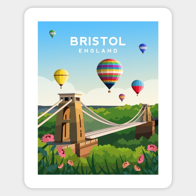 Bristol Clifton Bridge, England Hot Air Balloons Sticker by typelab